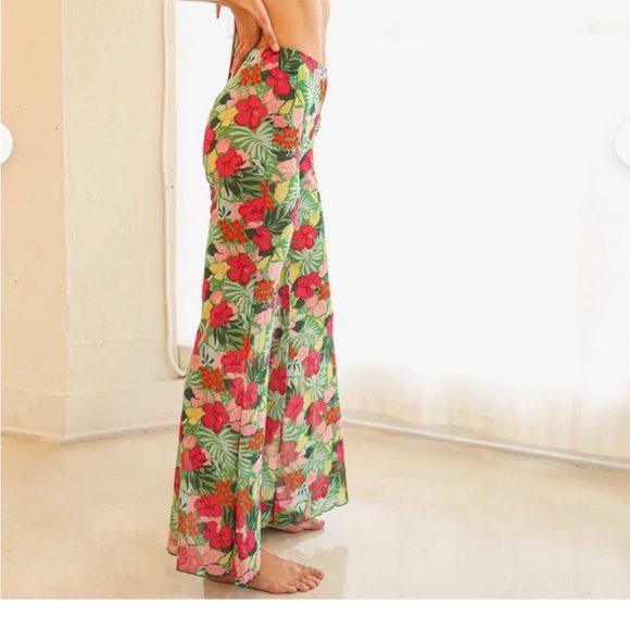 Dippin' Daisy's Red and Green Floral Swim Coverup Pants - Picture 3 of 3